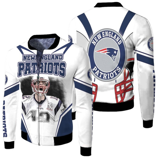 Tom Brady New England Patriots Thank You For The Memorials White Fleece Bomber Jacket