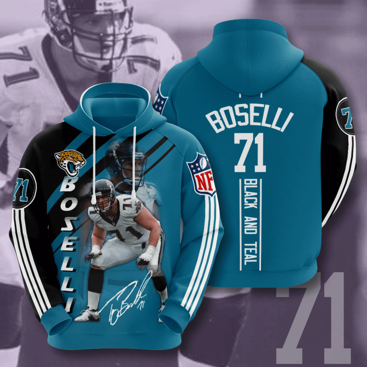 Tony Boselli Jacksonville Jaguars Nfl 3d All Over Print Hoodie