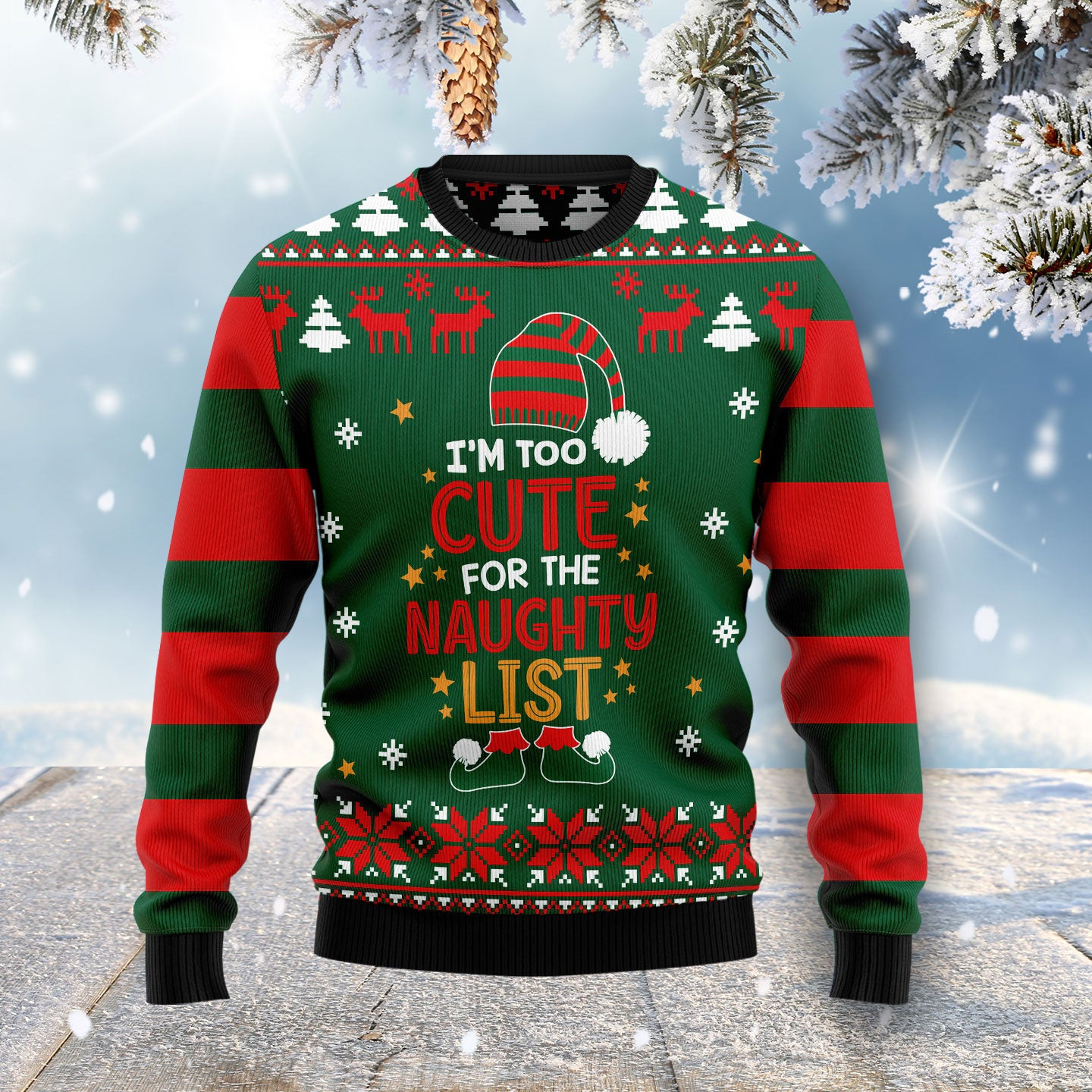 Too Cute For The Naughty List Ugly Christmas Sweater