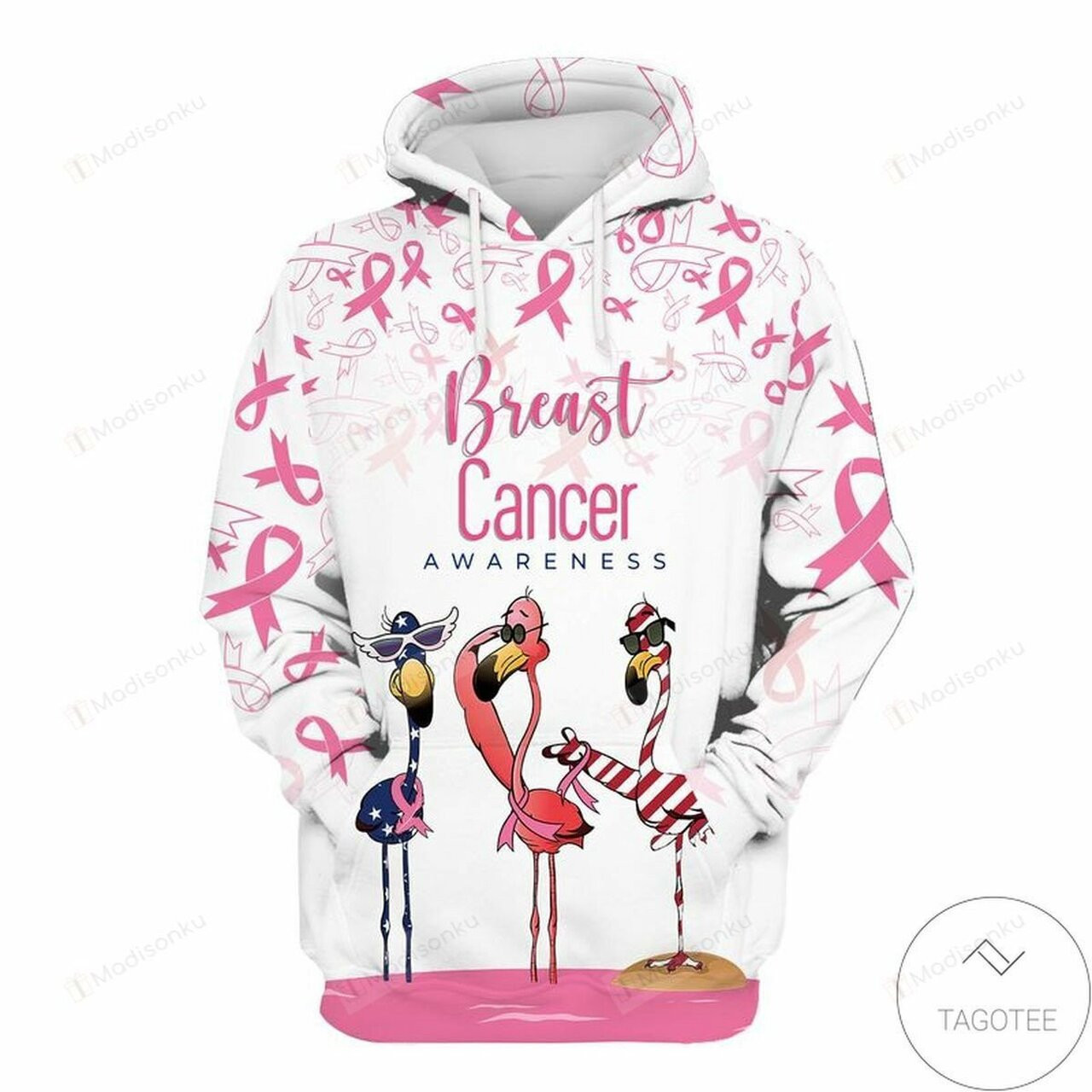 Top Flamingo Breast Cancer Awareness Pink Ribbon 3d All Over Print Hoodie