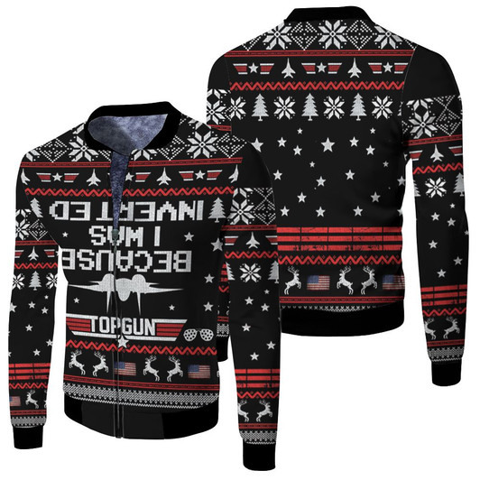 Top Guns Because I Was Inverted Christmas Knitting Pattern Christmas Fleece Bomber Jacket