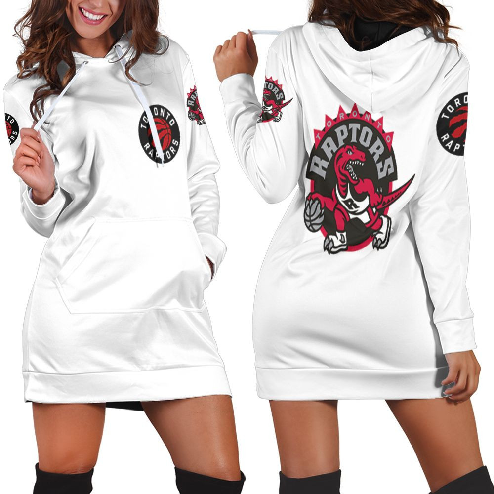 Toronto Raptors Basketball Classic Mascot Logo Gift For Raptors Fans White Hoodie Dress Sweater Dress Sweatshirt Dress