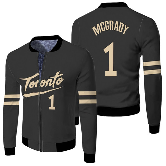 Toronto Raptors Tracy Mcgrady 1 Nba 2020 New Arrival Black Jersey Style Gift For Raptors Fans Fleece Bomber Jacket