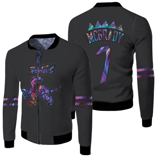 Toronto Raptors Tracy Mcgrady 7 Nba Iridescent Hwc Black Jersey Style Gift For Raptors Fans Fleece Bomber Jacket