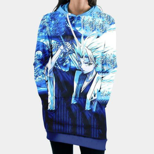 Toshiro Hitsugaya Hooded Dress Bleach 3d Hoodie Dress Sweater Dress Sweatshirt Dress Hoodie