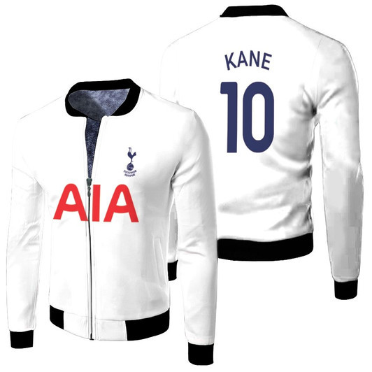 Tottenham Hotspur Harry Kane 10 Football Club Home Jersey Style Fleece Bomber Jacket