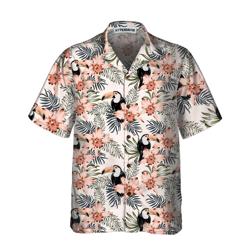 Toucan And Pink Orchid Flowers Toucan Hawaiian Shirt Floral Toucan Shirt For Men And Women