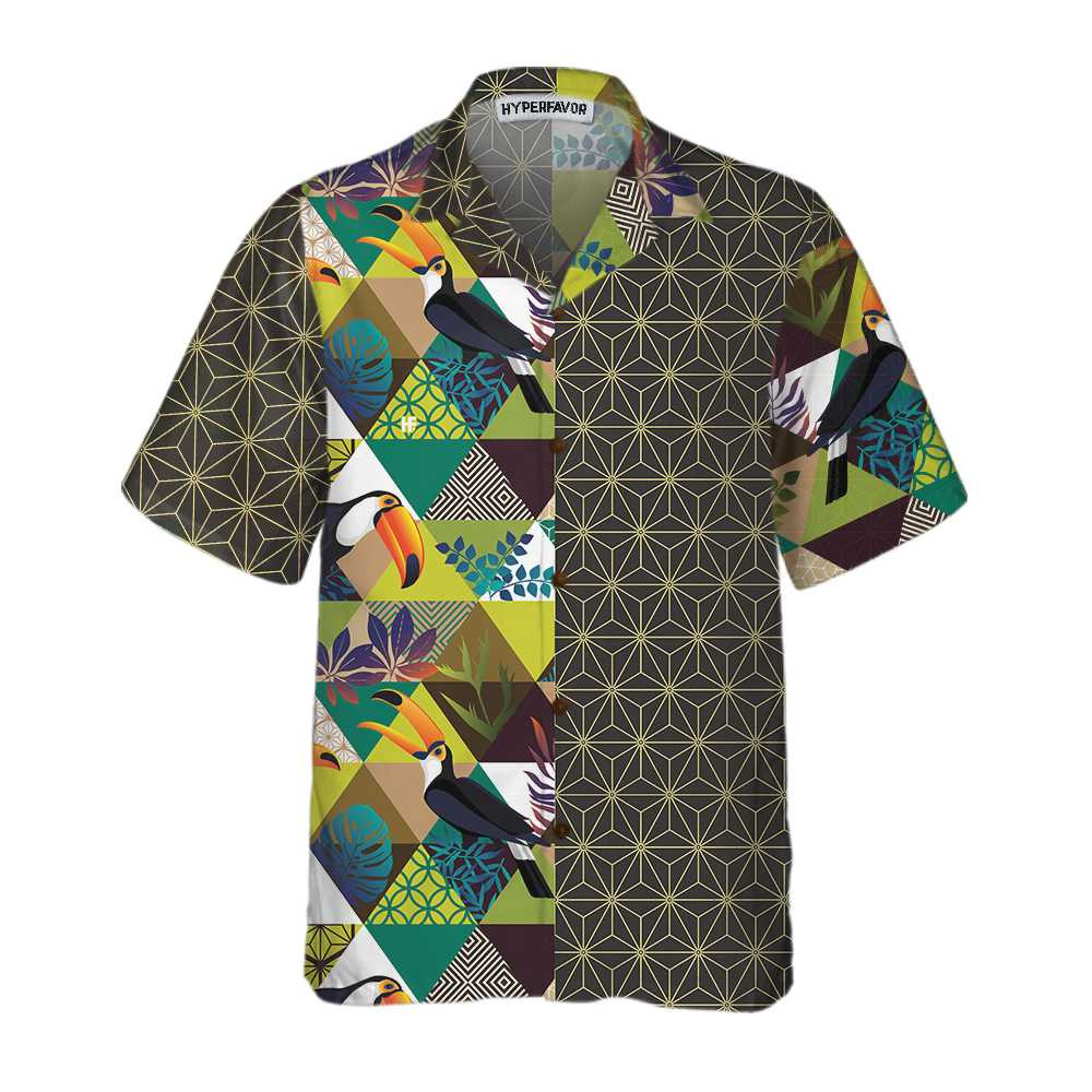 Toucan Asanoha Isometric Pattern Hawaiian Shirt Unique Toucan Shirt For Men  Women