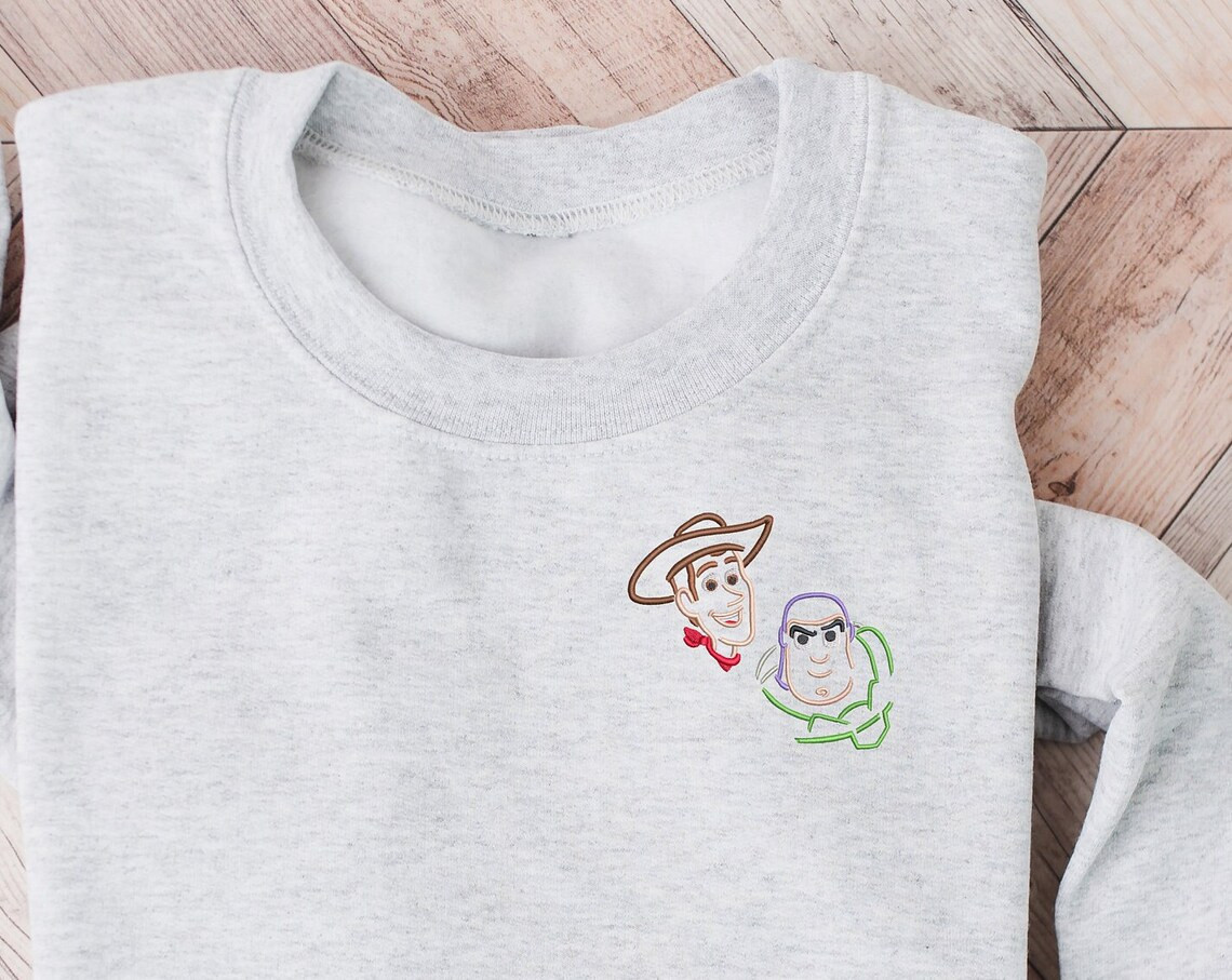 Toy Story Buzz Woody Embroidered Crewneck Disney Embroidered Sweatshirt Toy Story Sweatshirt Disney Crewneck Womens Disney Crewneck