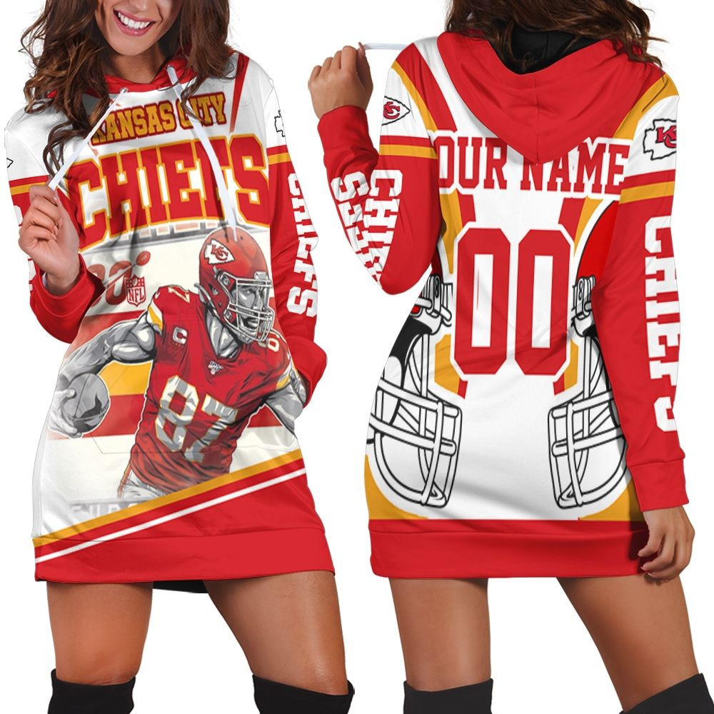 Travis Kelce 87 Kansas City Chiefs Afc West Champions Super Bowl 2021 Personalized Hoodie Dress Sweater Dress Sweatshirt Dress