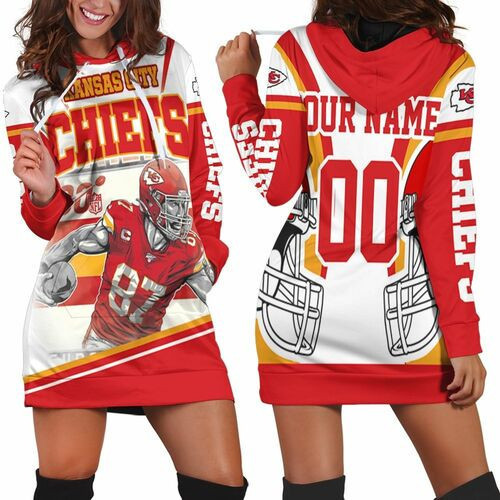 Travis Kelce 87 Kansas City Chiefs Afc West Champions Super Bowl 2021 Personalized Hoodie Dress Sweater Dress Sweatshirt Dress