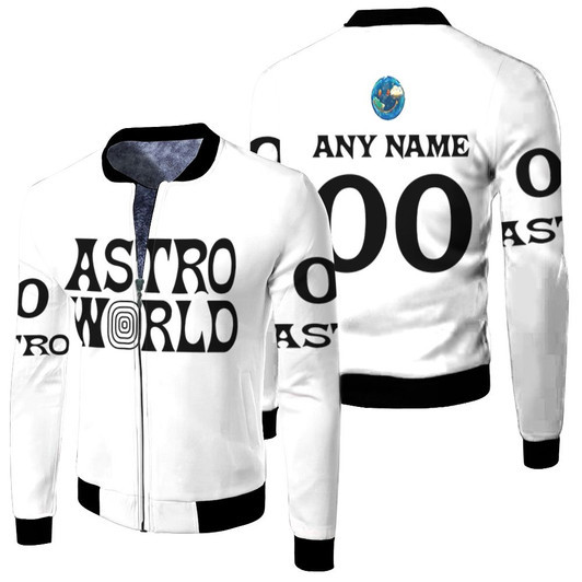 Travis Scott Astro World American Rapper White Fleece Bomber Jacket