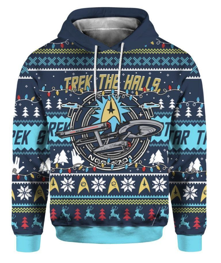 Trek The Halls Christmas Pullover And Zip Pered Hoodies Custom 3D Graphic Printed 3D Hoodie All Over Print Hoodie For Men For Women