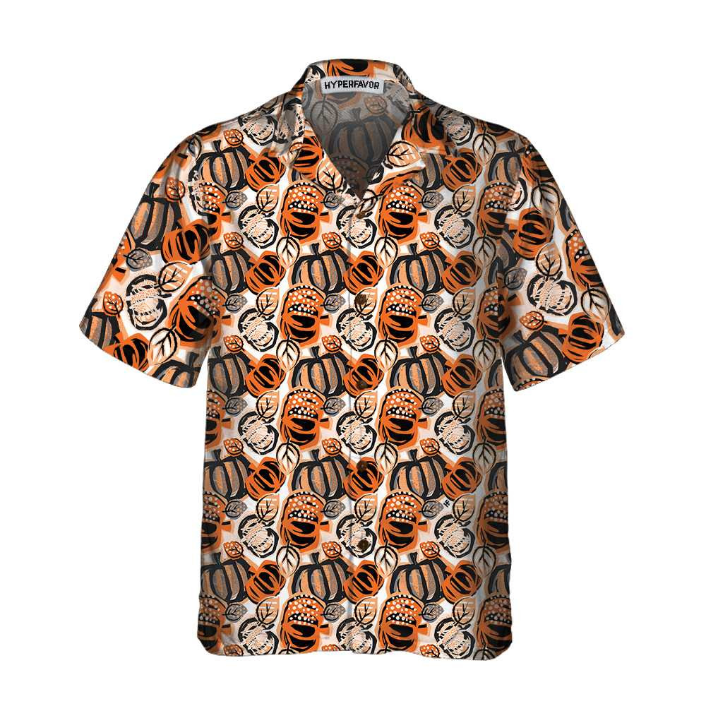 Trendy Painted Thanksgiving Pumpkin Hawaiian Shirt Thanksgiving Hawaiian Shirt For Men