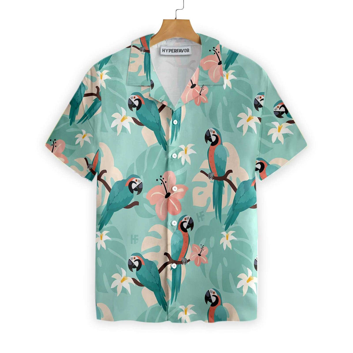 Trendy Parrots And Tropical Leaves Hawaiian Shirt