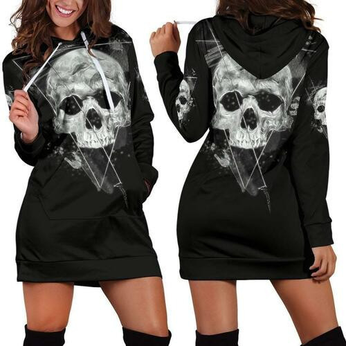 Triangle Skull Hoodie Dress Sweater Dress Sweatshirt Dress 3d All Over Print For Women Hoodie