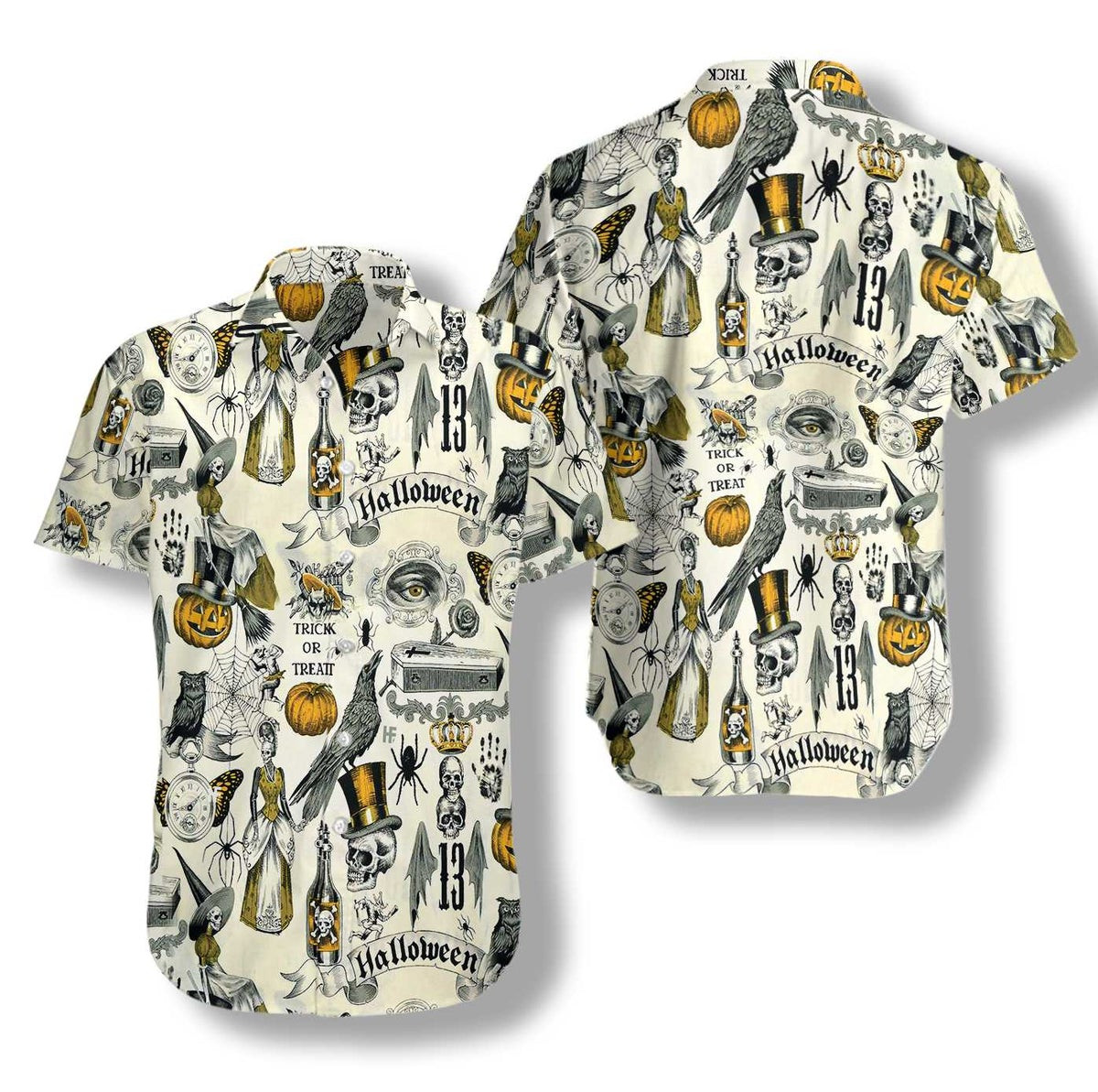 Trickery Halloween Pattern Hawaiian Shirt