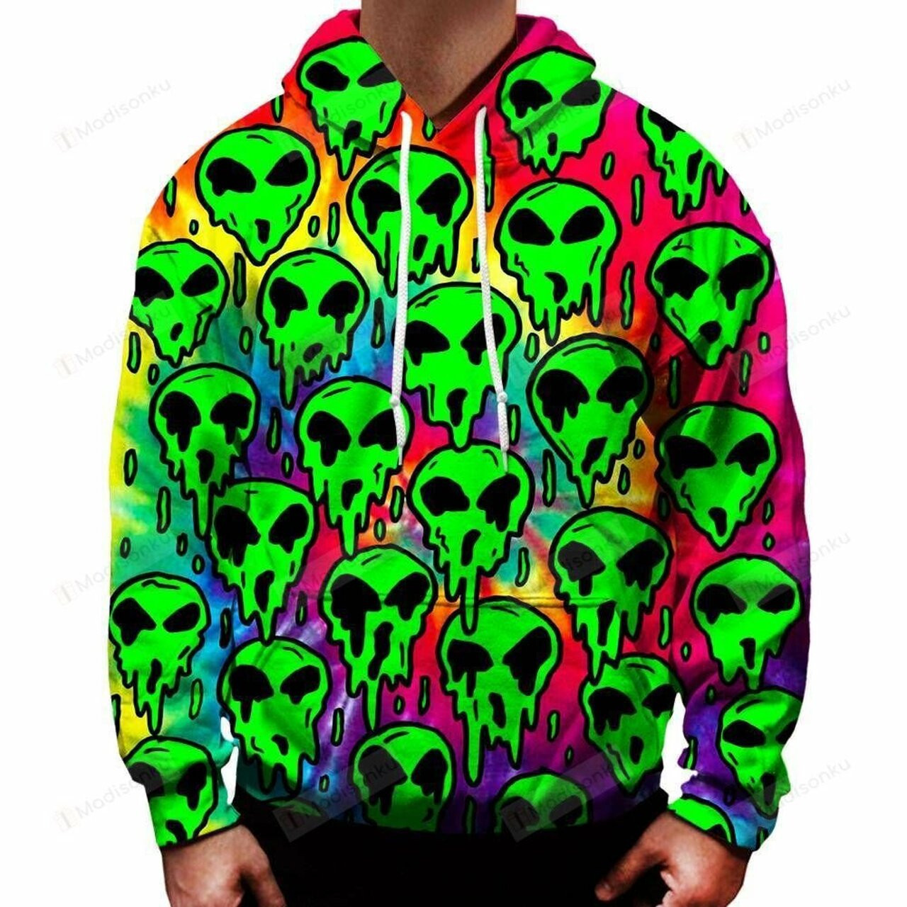 Trippy Green Martian 3d All Over Printed Hoodie