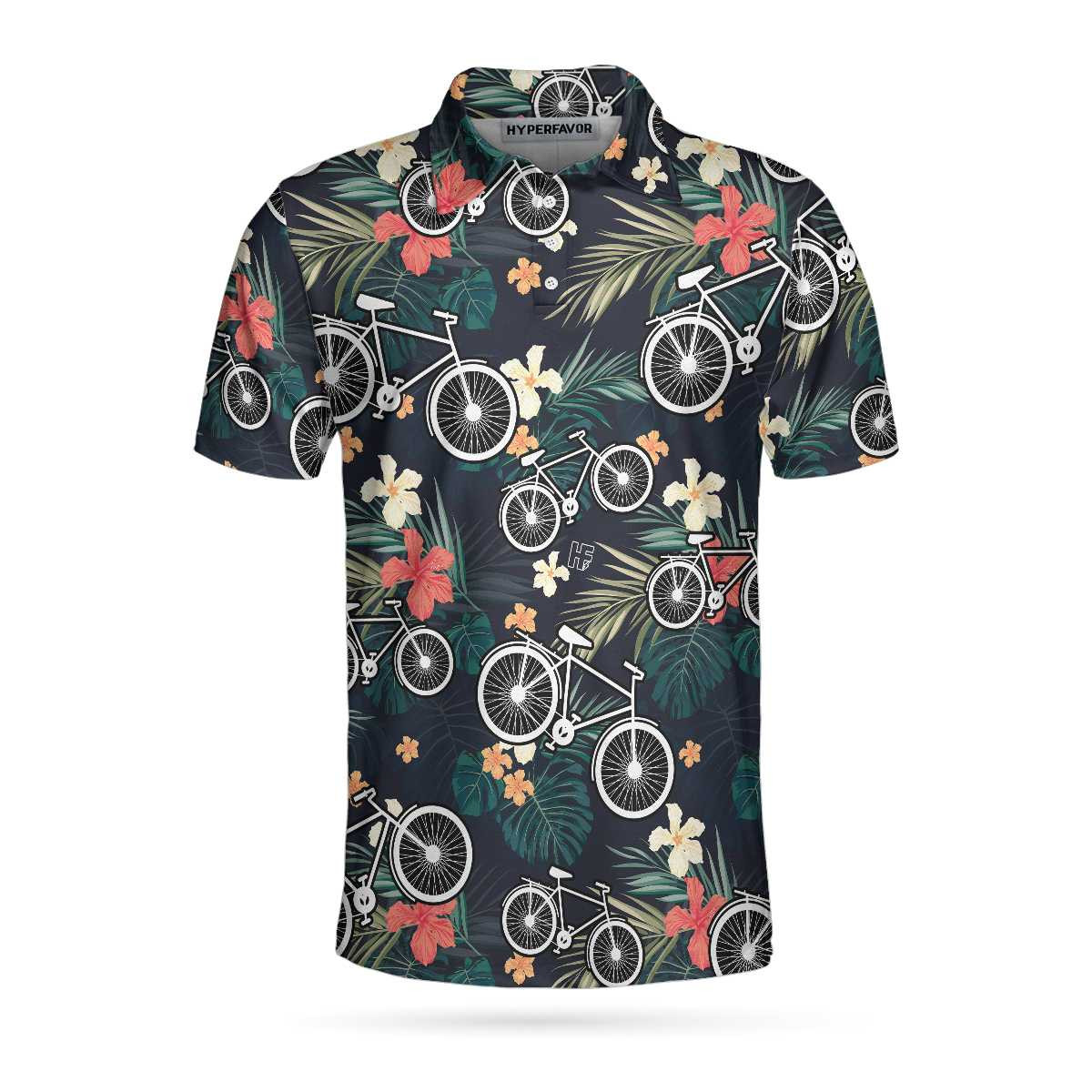 Tropical Bike Polo Shirt Tropical Cycling Themed Shirt For Bike Lovers Funny Cycling Shirt Design