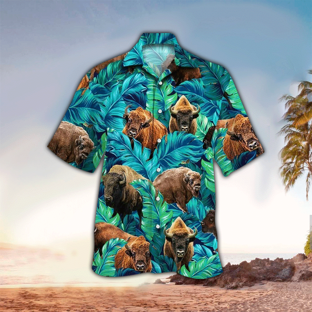 Tropical Bison Lovers Hawaiian Shirt for Men and Women