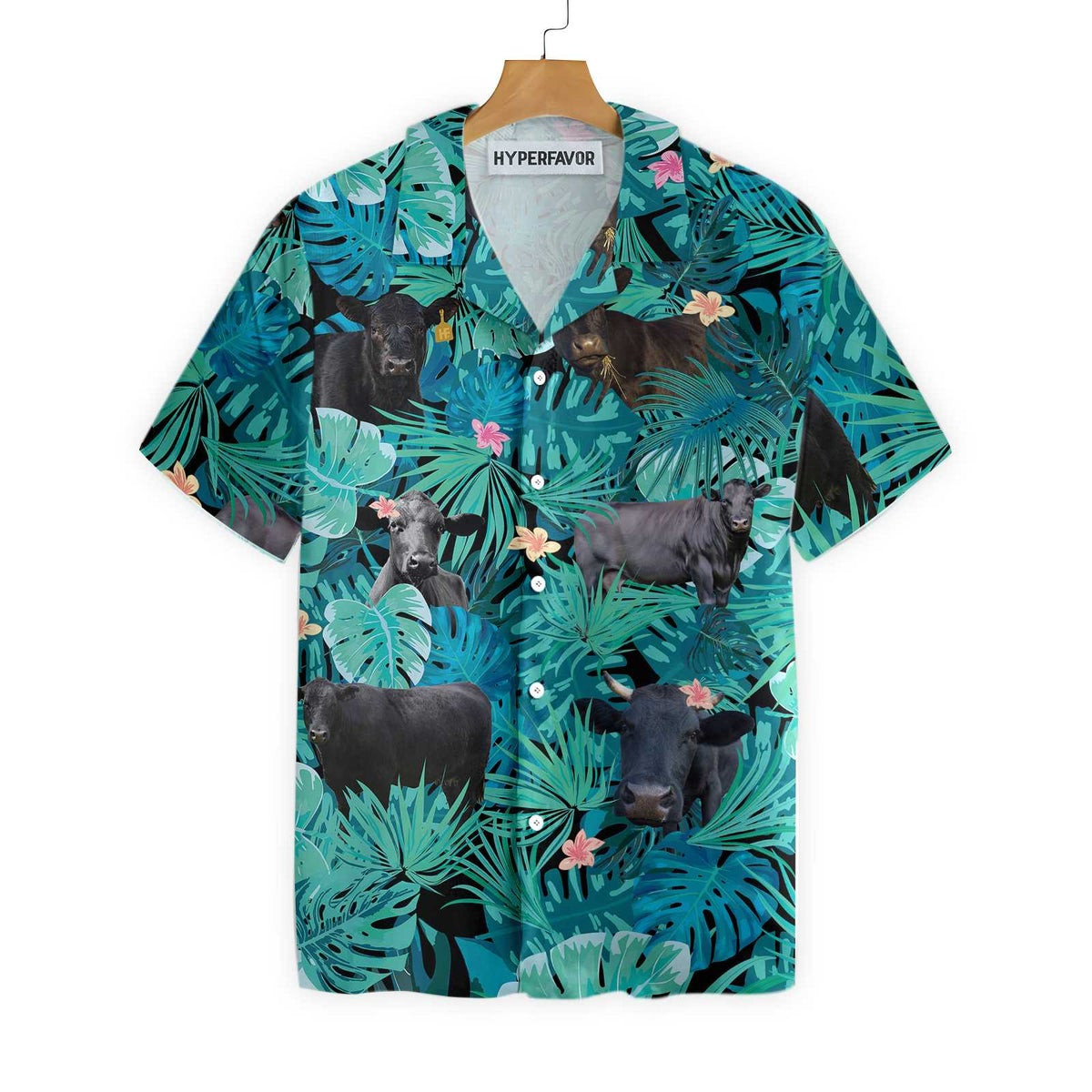 Tropical Black Cow Lover Hawaiian Shirt