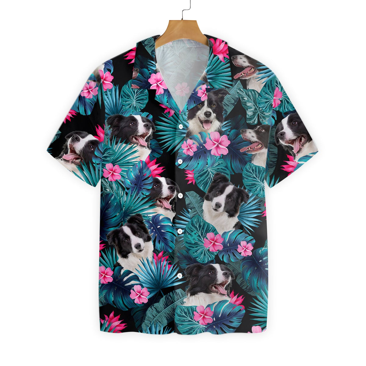 Tropical Border Collie Hawaiian Shirt