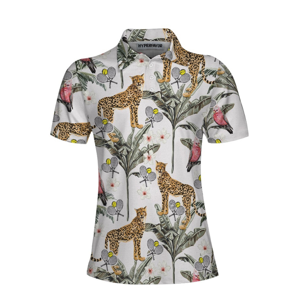 Tropical Coconut Leopard Tennis Shirt For Women Short Sleeve Women Polo Shirt