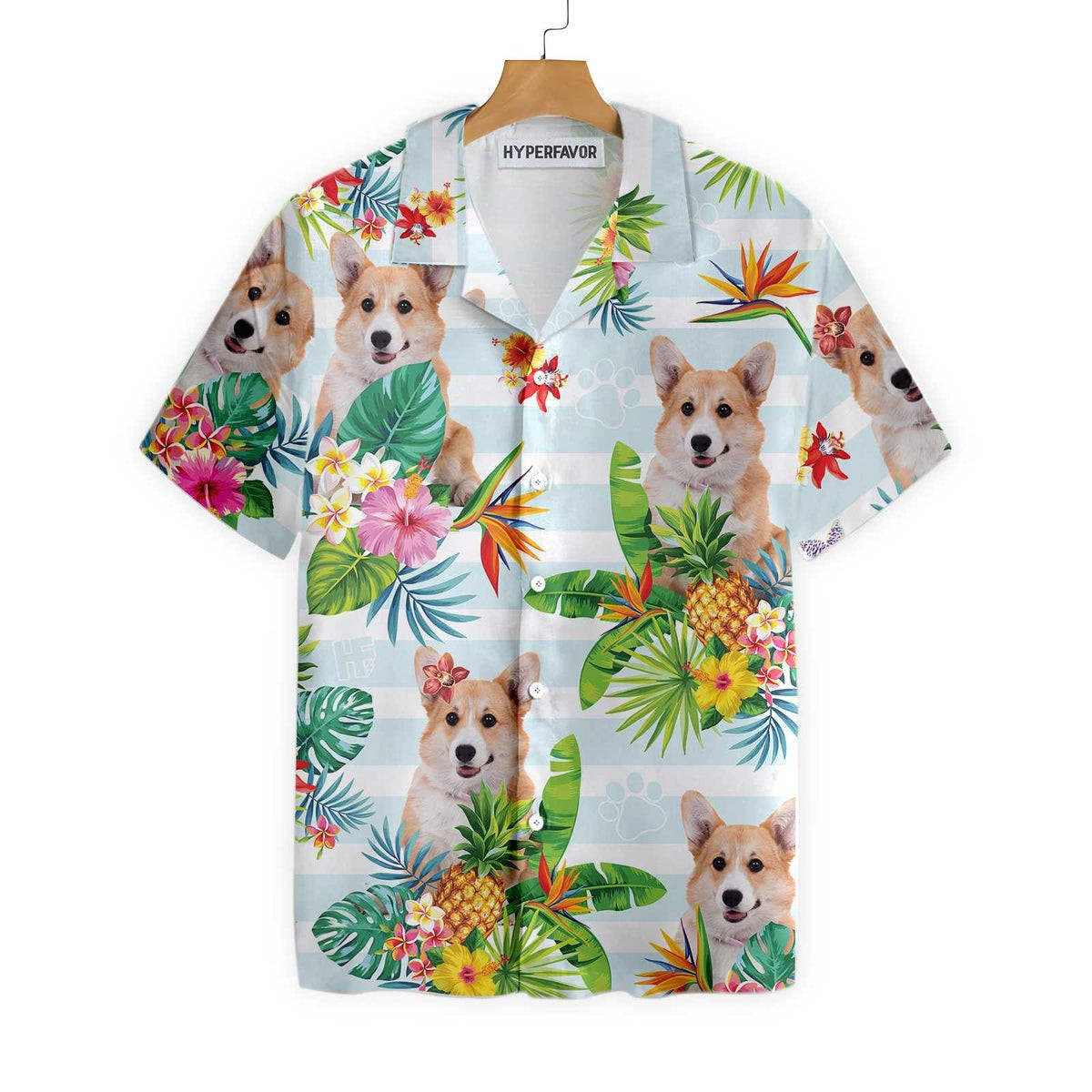 Tropical Flower With Corgi Hawaiian Shirt