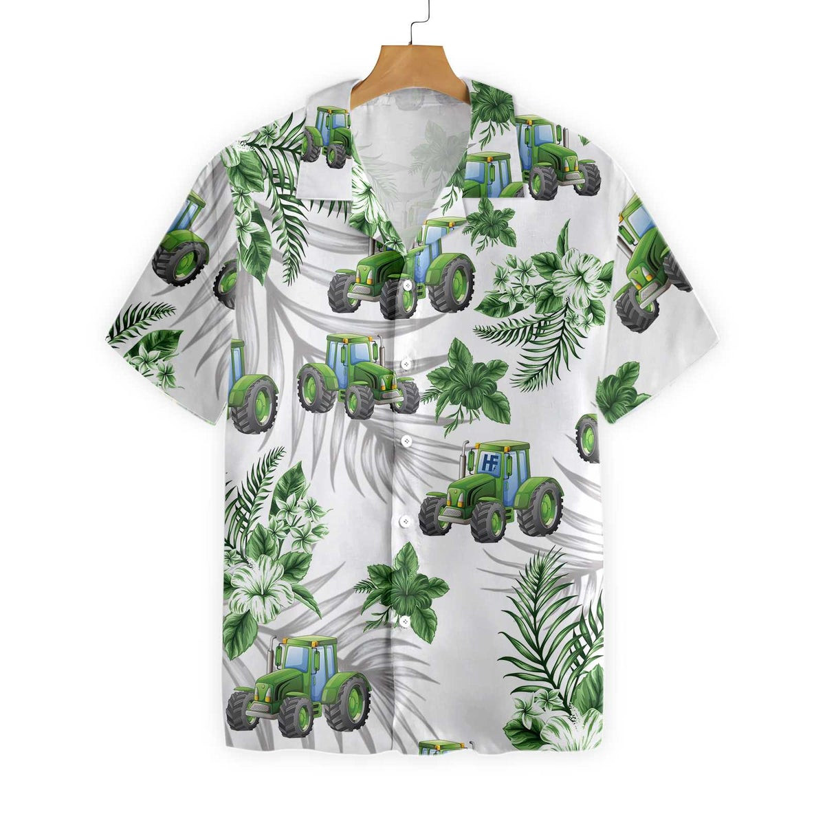 Tropical Green Tractor Hawaiian Shirt