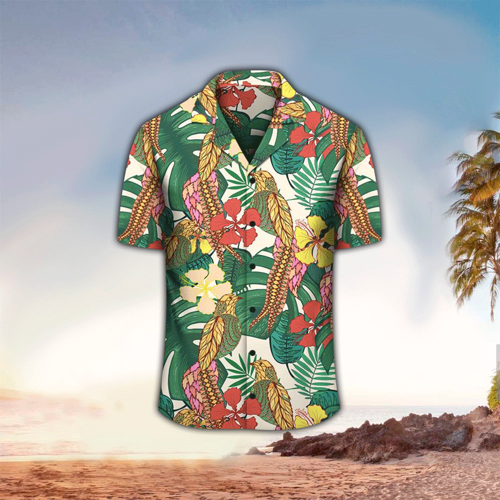 Tropical Leaves Flowers And Birds Hawaiian Shirt for Men and Women