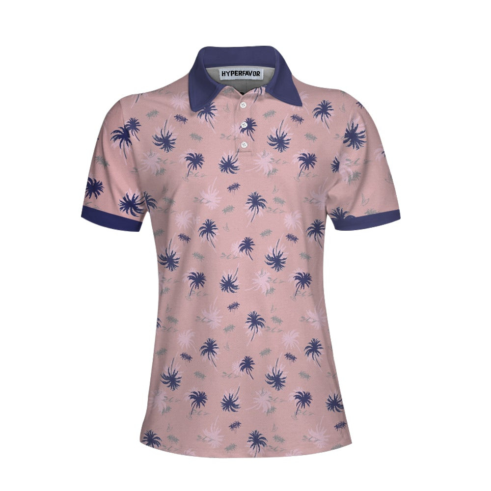 Tropical Palm Tree Pattern Shirt Short Sleeve Women Polo Shirt