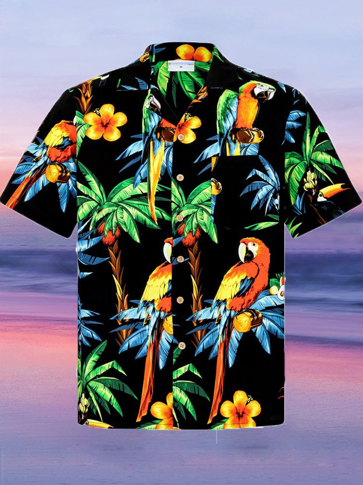 Tropical Parrot Beach Hawaiian Shirts For Men