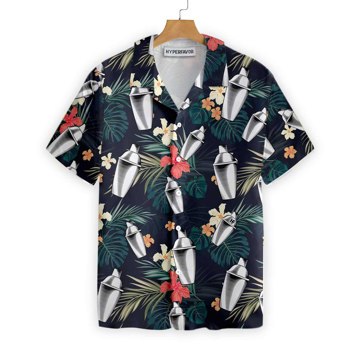 Tropical Pattern Bartender Shirts For Men Hawaiian Shirt