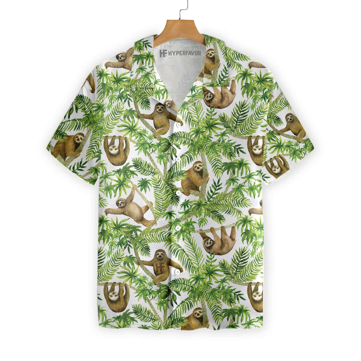 Tropical Sloth Seamless Pattern Hawaiian Shirt