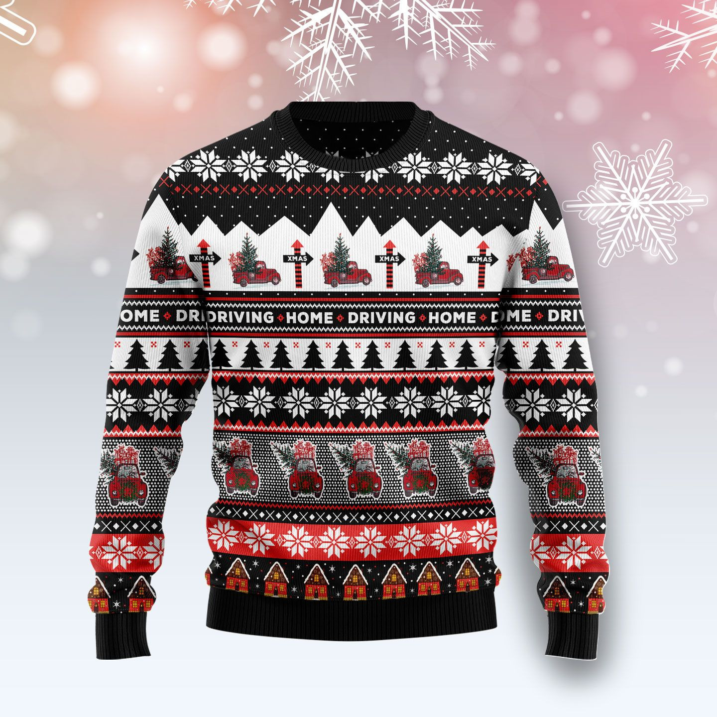 Truck Driving Home Ugly Christmas Sweater Ugly Sweater For Men Women