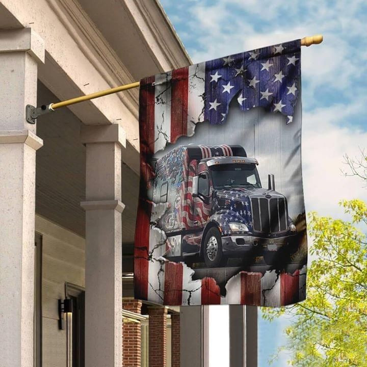 Trucker American Flag Garden Flag House Flag