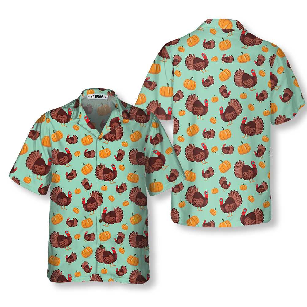 Turkey And Pumpkin For Thanksgiving Holiday Hawaiian Shirt Unique Gift For Thanksgiving Day