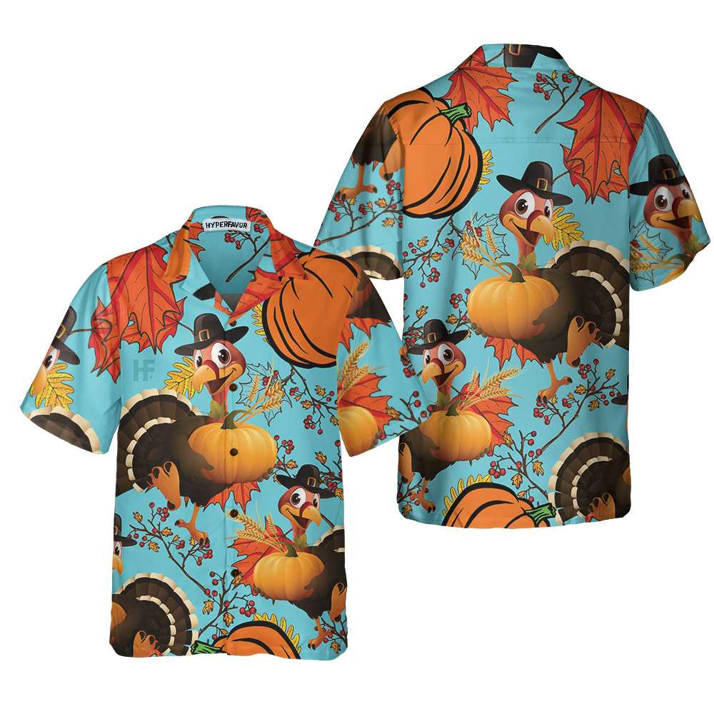 Turkey Thanksgiving Hawaiian Shirt Funny Pumpkin Turkey Shirt Unique Thanksgiving Gift