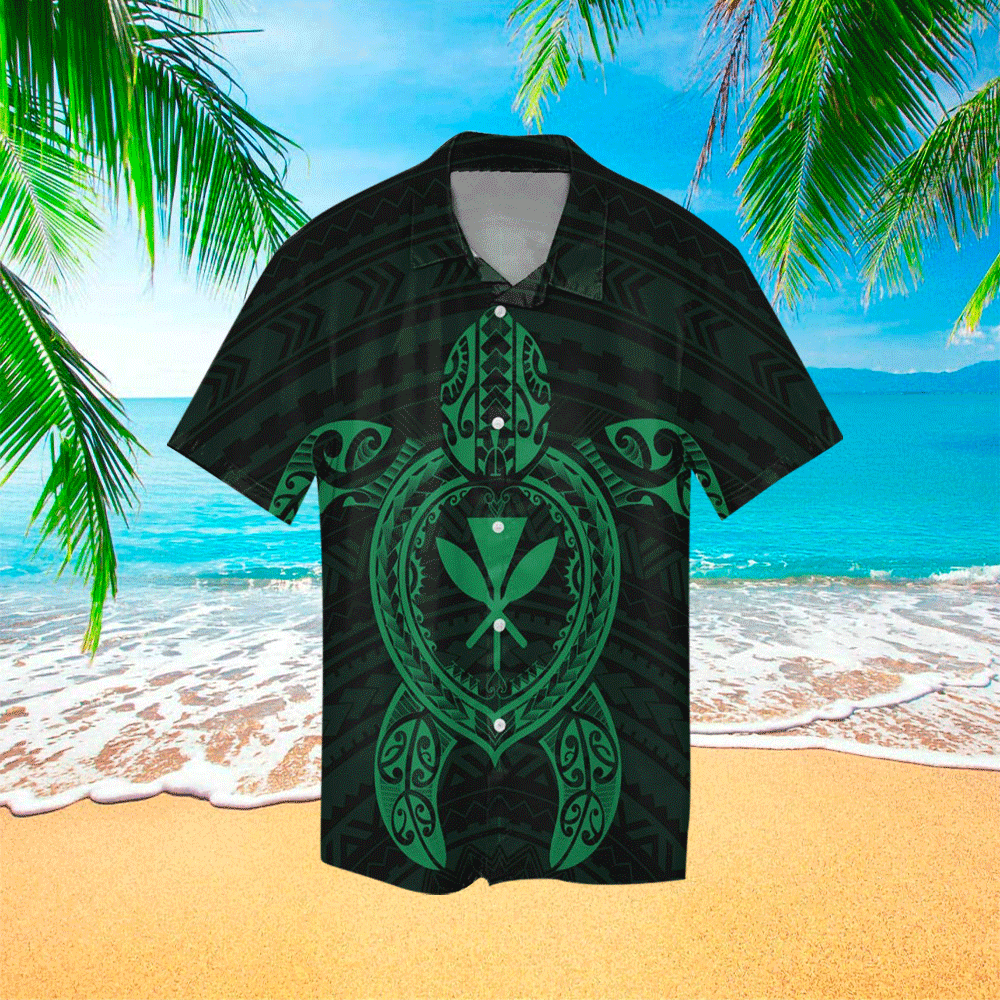 Turtle Kanaka Polynesian Hawaiian Shirt Summer Aloha Shirt, Short Sleeve Hawaiian Shirt