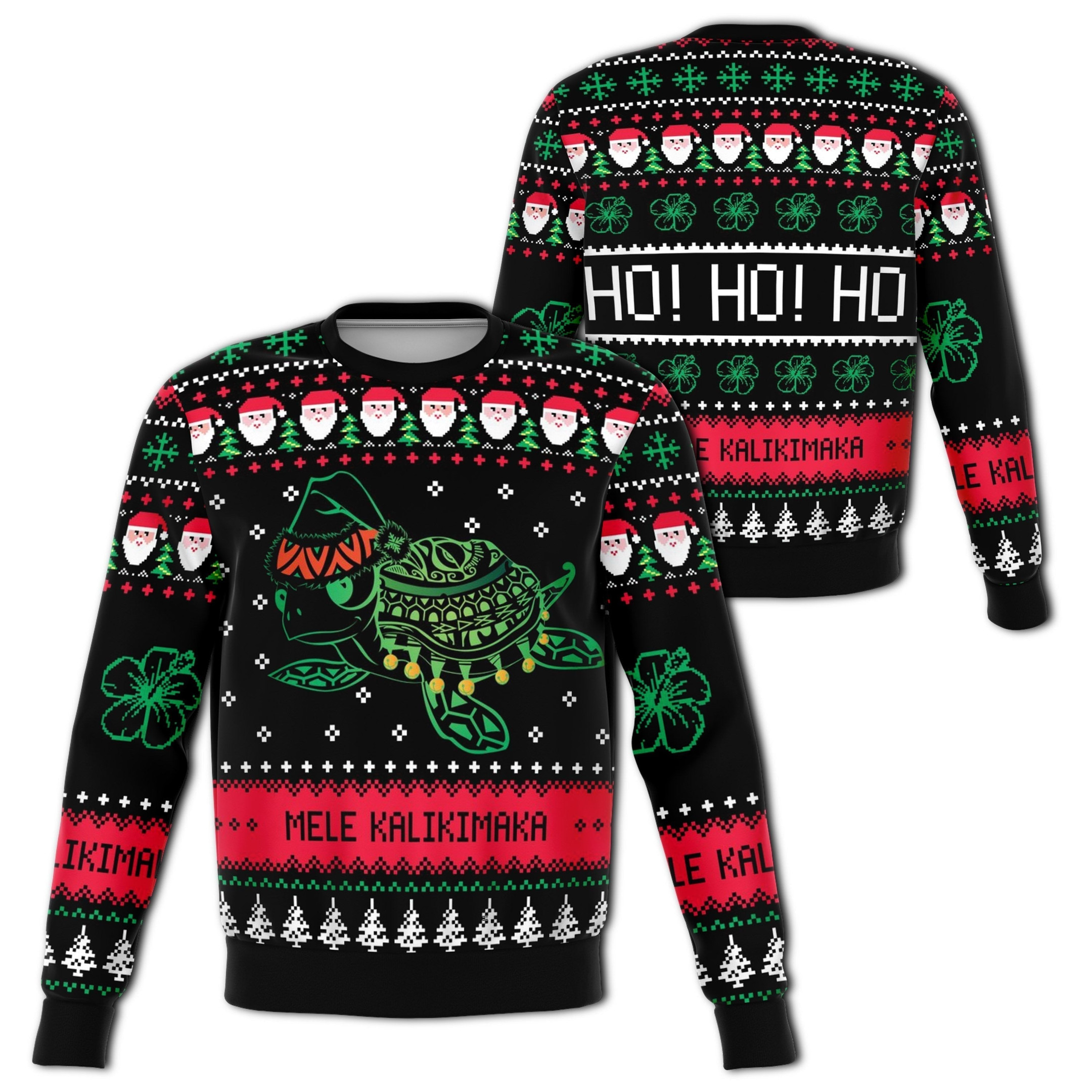 Turtle Santa Hat Ugly Christmas Sweater