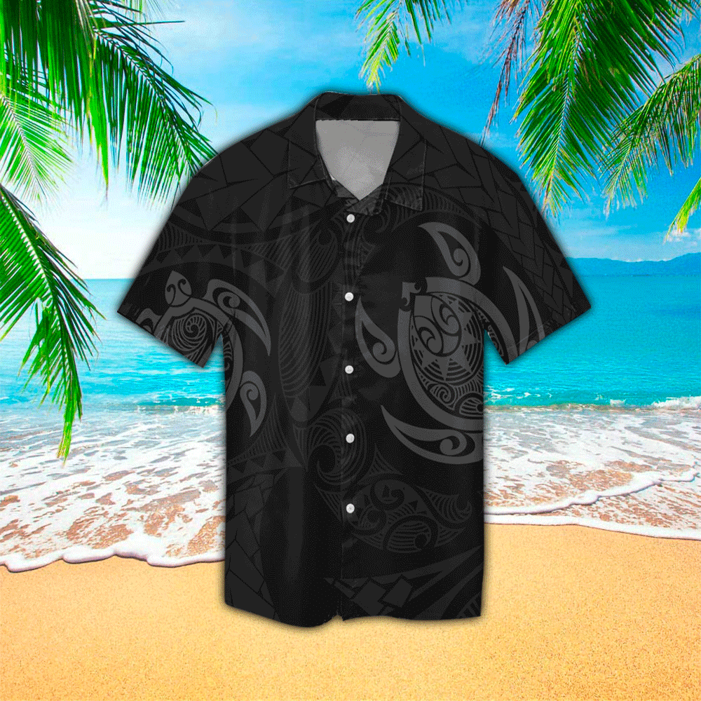 Two Turtle Polynesian Hawaiian Shirt Summer Aloha Shirt, Short Sleeve Hawaiian Shirt