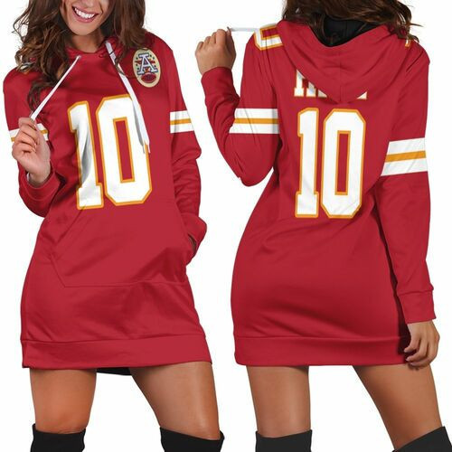 Tyreek Hill Kansas City Chiefs Red Jersey Inspired Style Hoodie Dress Sweater Dress Sweatshirt Dress