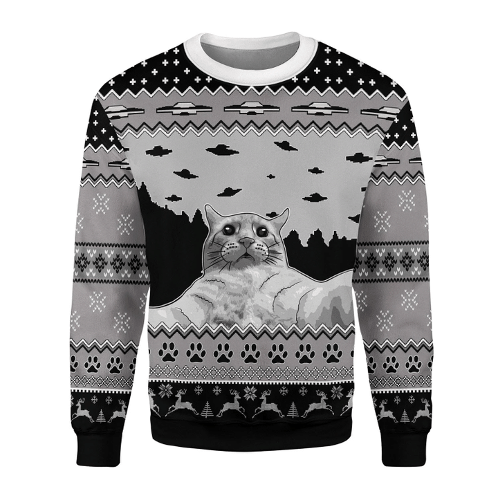 UFO Cat Ugly Christmas Sweater Ugly Sweater For Men Women