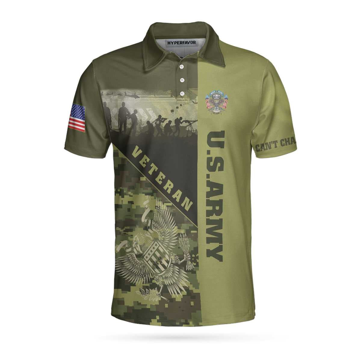 US Army Veterans Cant Change History Green Veteran Polo Shirt Patriotic Veteran Shirt For Men