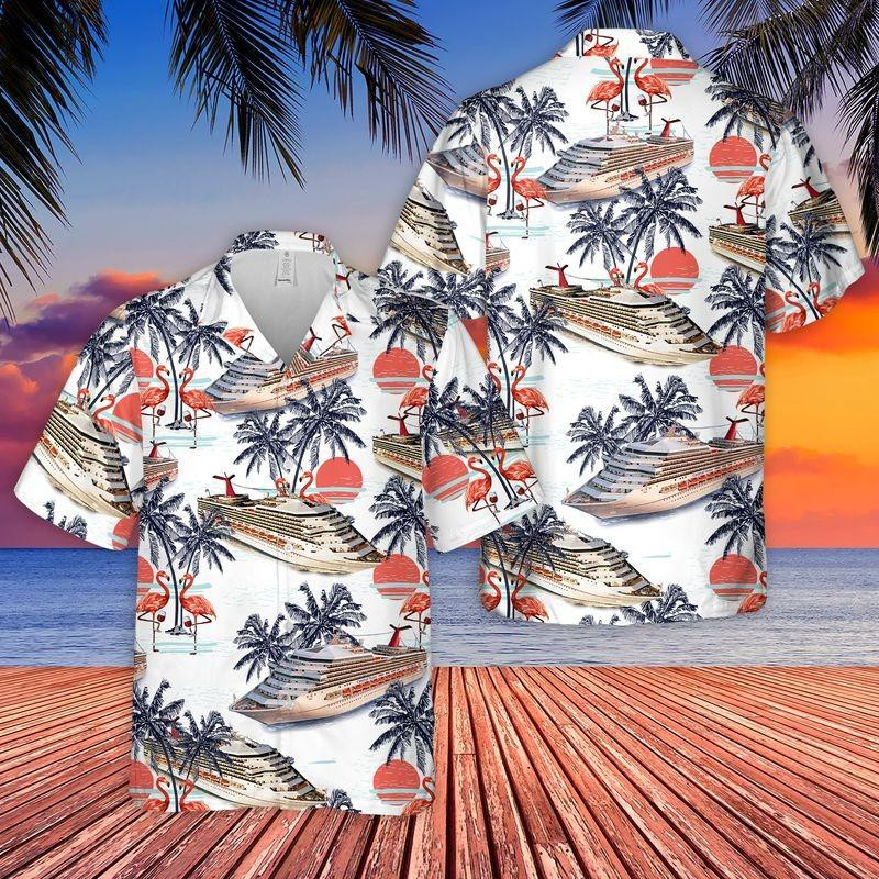 US Cruise Ship Half Moon Cay Flamingo Hawaiian Shirt Tropical Wine Hawaiian Shirt For Men Women