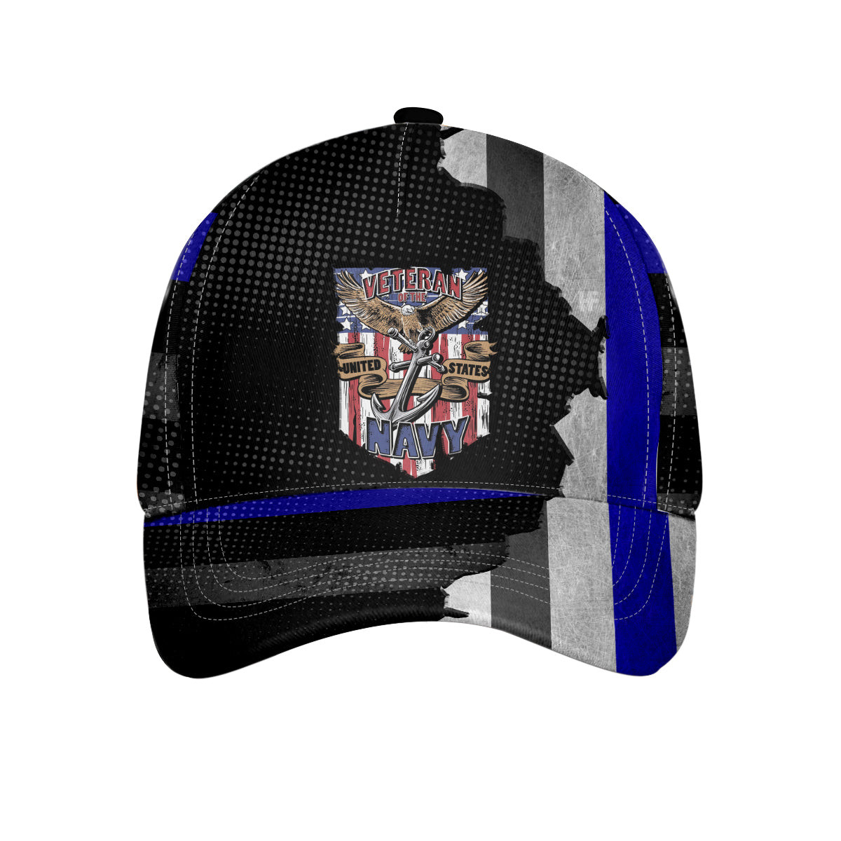 US Navy Veteran Blue Line American Flag Cap