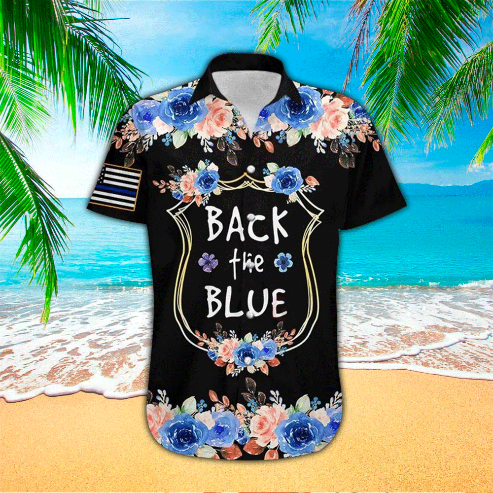 US Police Officer Back The Blue All Over Printed Hawaiian Shirt Summer Aloha Shirt