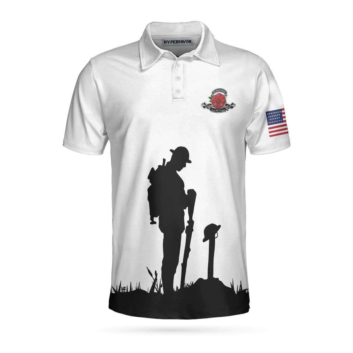 US Veteran Lest We Forget Polo Shirt Military American Flag Golf Shirt For Men