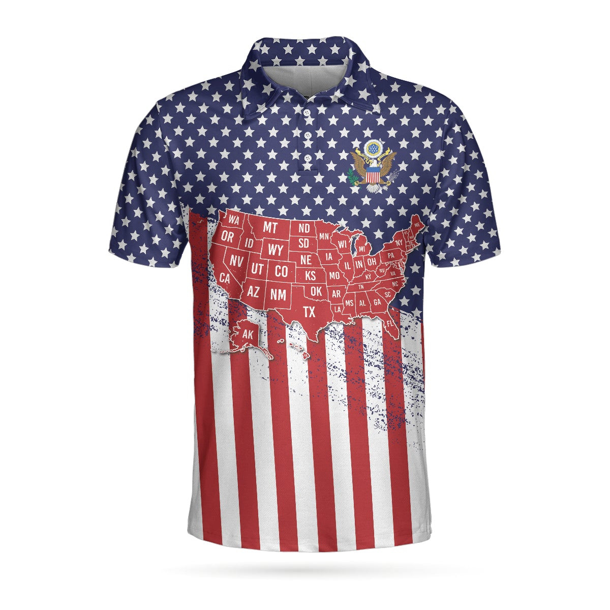 USA Map And Flag Short Sleeve Polo Shirt For Golf American Flag Polo Shirt For Men