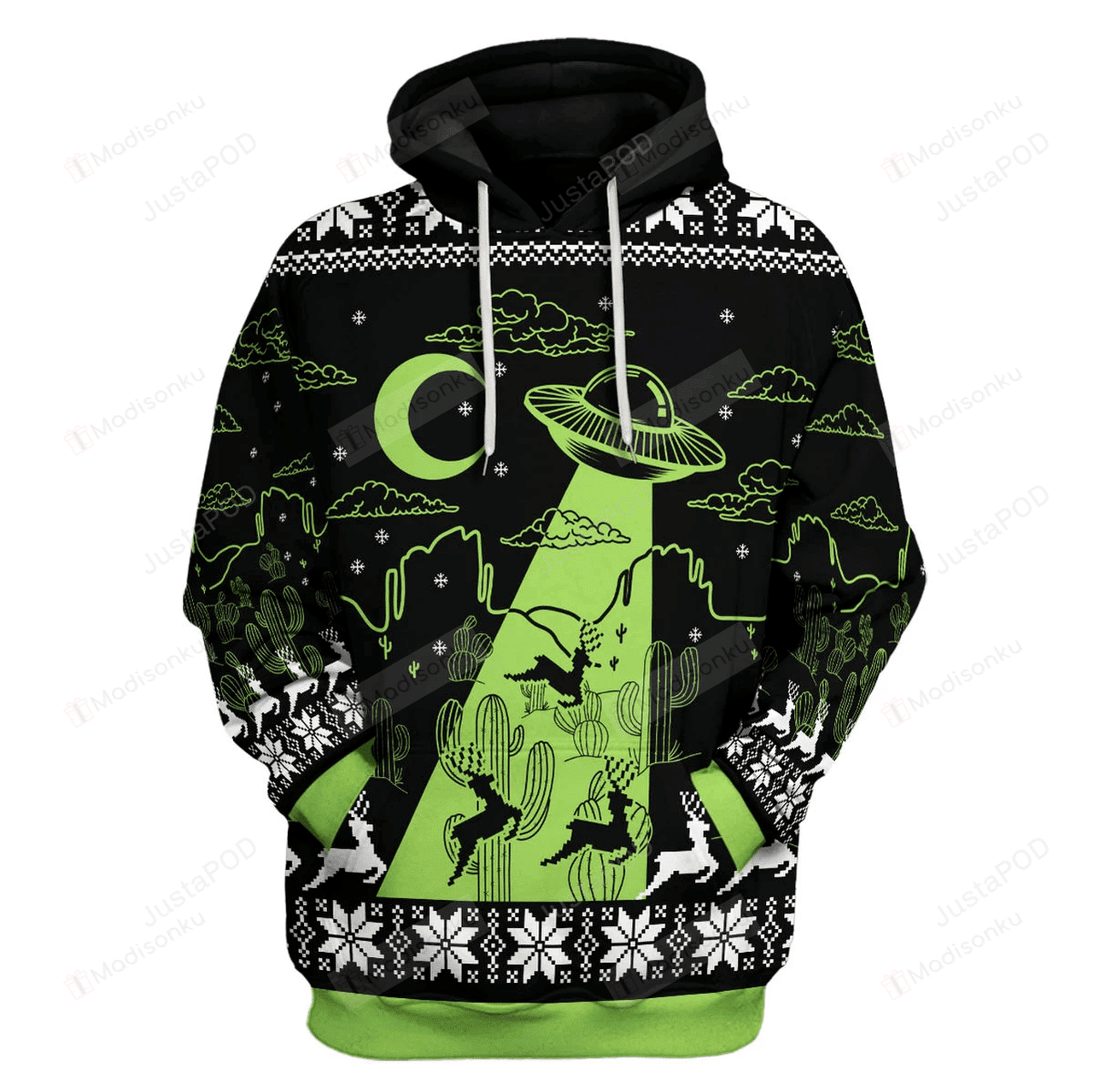 Ufo Holographic 3d All Over Print Hoodie